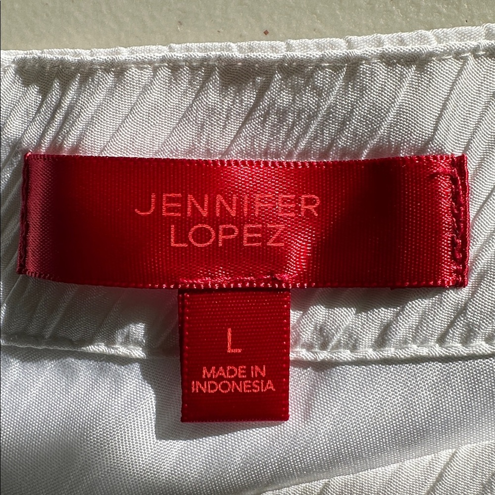 Jennifer Lopez Off-Shoulder White Grommet-Trim Blouse Size Large - Picture 13 of 16